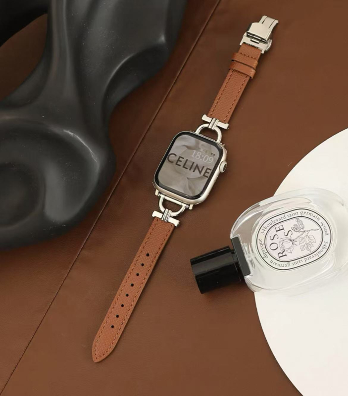 Kožni kaiš za Apple Watch S10, 22 mm, metalna D kopča, leptir kopča, ženski stil