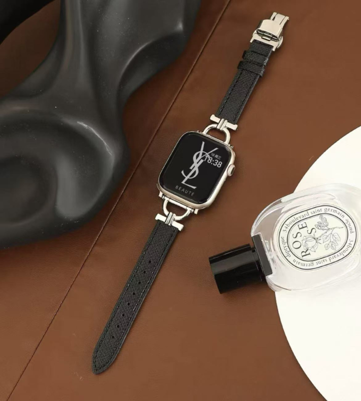 Kožni kaiš za Apple Watch S10, 22 mm, metalna D kopča, leptir kopča, ženski stil