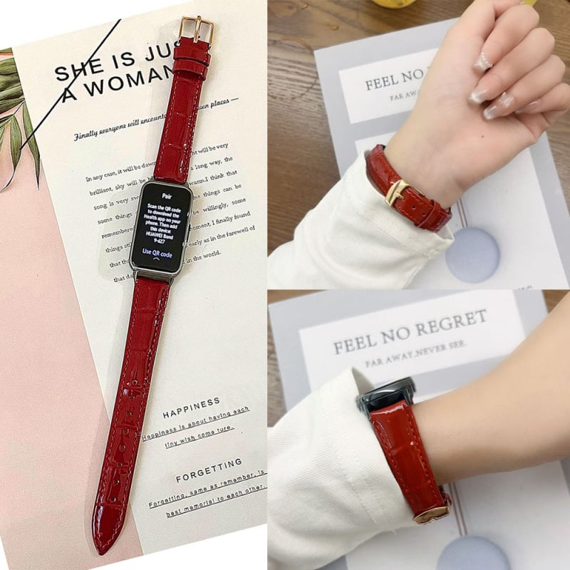 Λουρί για Huawei Band 9/10 με NFC, γνήσιο δέρμα, πλάτος 12/14/16 mm, κούμπωμα με καρφί