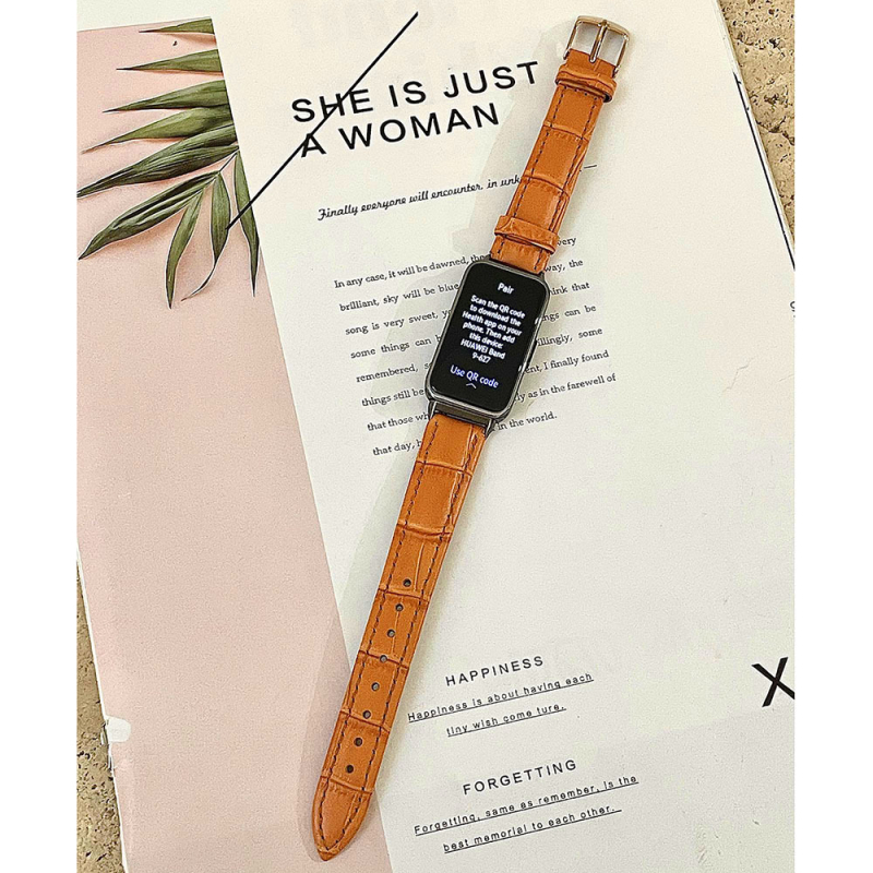 Λουρί για Huawei Band 9/10 με NFC, γνήσιο δέρμα, πλάτος 12/14/16 mm, κούμπωμα με καρφί