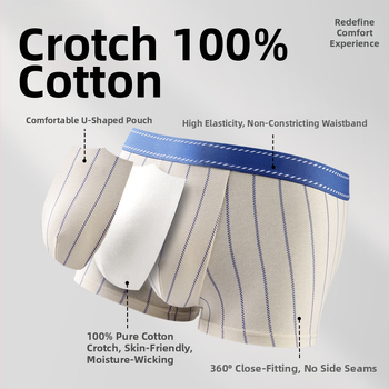 Boxeri pentru bărbați din bumbac, talie medie, tricot, în dungi, respirabili