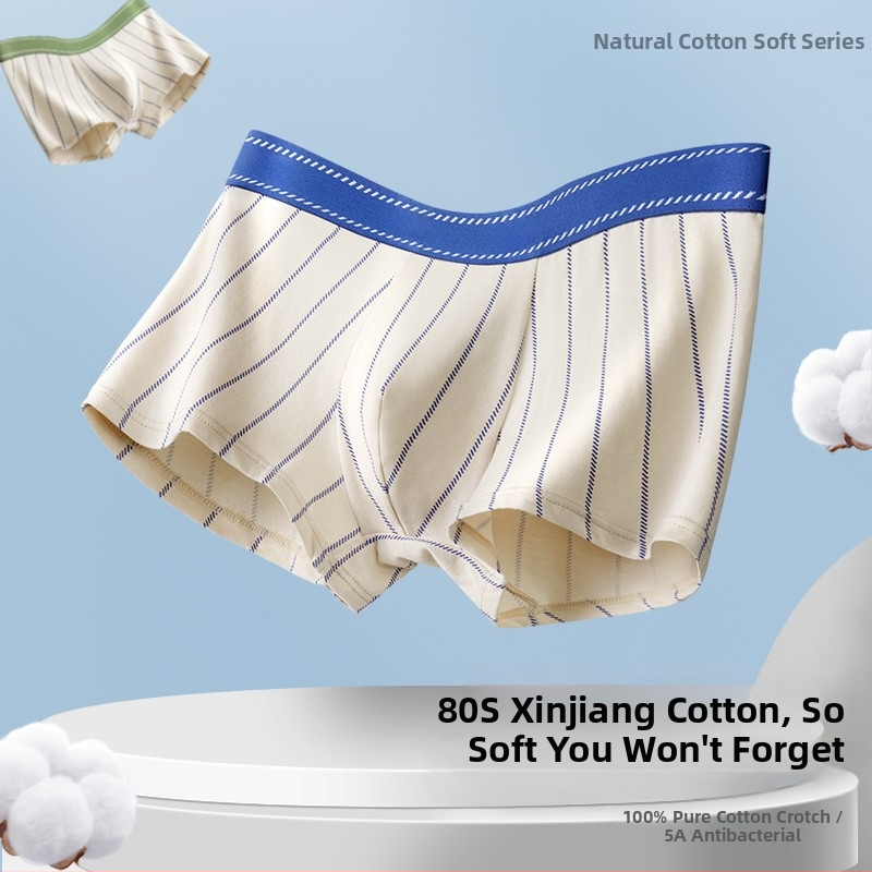 Boxeri pentru bărbați din bumbac, talie medie, tricot, în dungi, respirabili