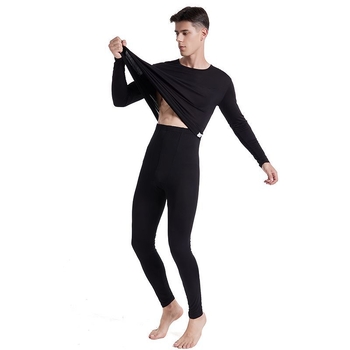 Set termic din modal pentru bărbați: top cu mânecă lungă și pantaloni, culoare solidă, grosime moderată 161–180 g/m², modelare corp, antistatice, cald.