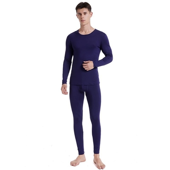 Set termic din modal pentru bărbați: top cu mânecă lungă și pantaloni, culoare solidă, grosime moderată 161–180 g/m², modelare corp, antistatice, cald.