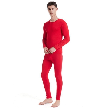 Set termic din modal pentru bărbați: top cu mânecă lungă și pantaloni, culoare solidă, grosime moderată 161–180 g/m², modelare corp, antistatice, cald.