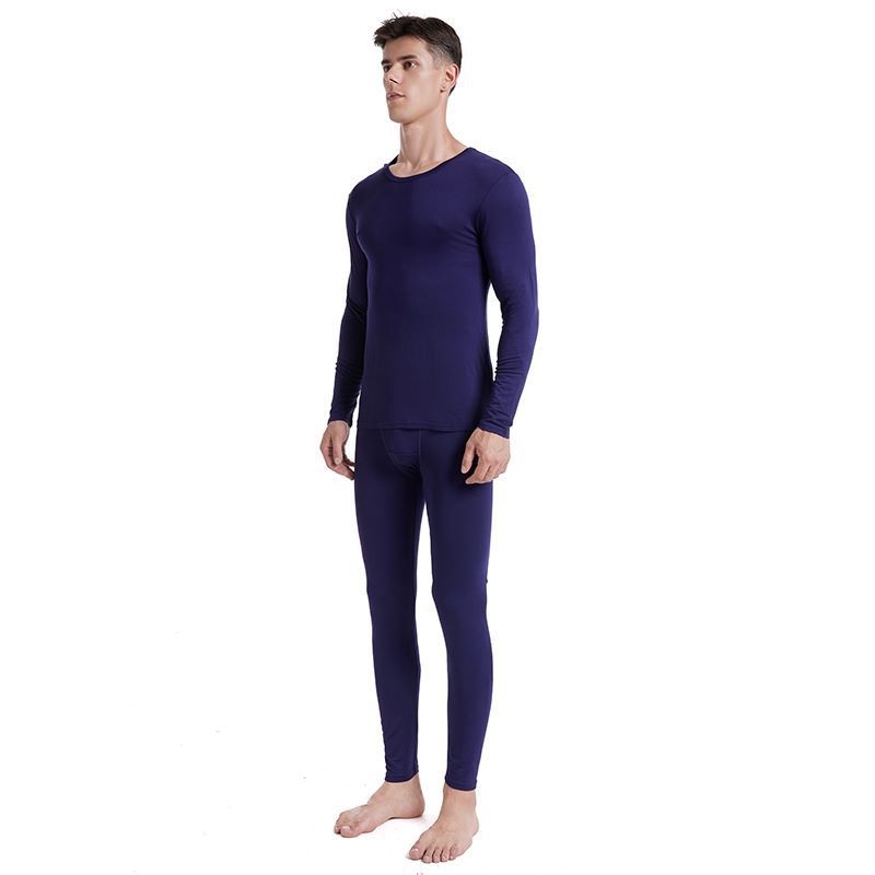 Set termic din modal pentru bărbați: top cu mânecă lungă și pantaloni, culoare solidă, grosime moderată 161–180 g/m², modelare corp, antistatice, cald.