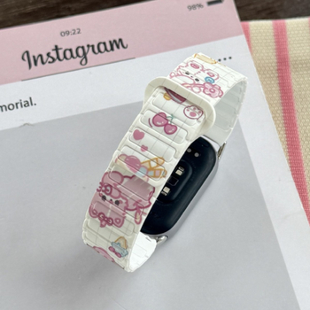 Brățară din silicon Cartoon Cat pentru Xiaomi: brand SH; compatibilă cu Xiaomi Band 9/10, Xiaomi 8 Pro, Redmi Watch 4/5; lansare 2025; cataramă magnetică