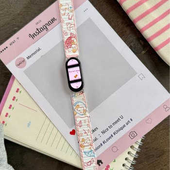Brățară din silicon Cartoon Cat pentru Xiaomi: brand SH; compatibilă cu Xiaomi Band 9/10, Xiaomi 8 Pro, Redmi Watch 4/5; lansare 2025; cataramă magnetică