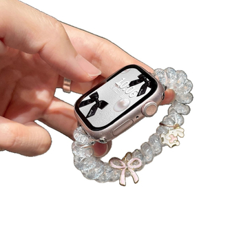 Bandă elastică pentru păr cu nod fluture strălucitor, interfață 12 mm, buclă simplă, compatibilă cu brățările Apple Watch, stil fashion