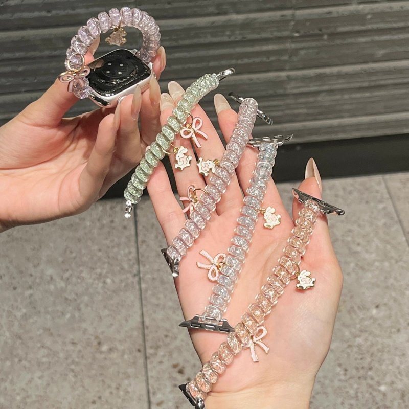 Bandă elastică pentru păr cu nod fluture strălucitor, interfață 12 mm, buclă simplă, compatibilă cu brățările Apple Watch, stil fashion