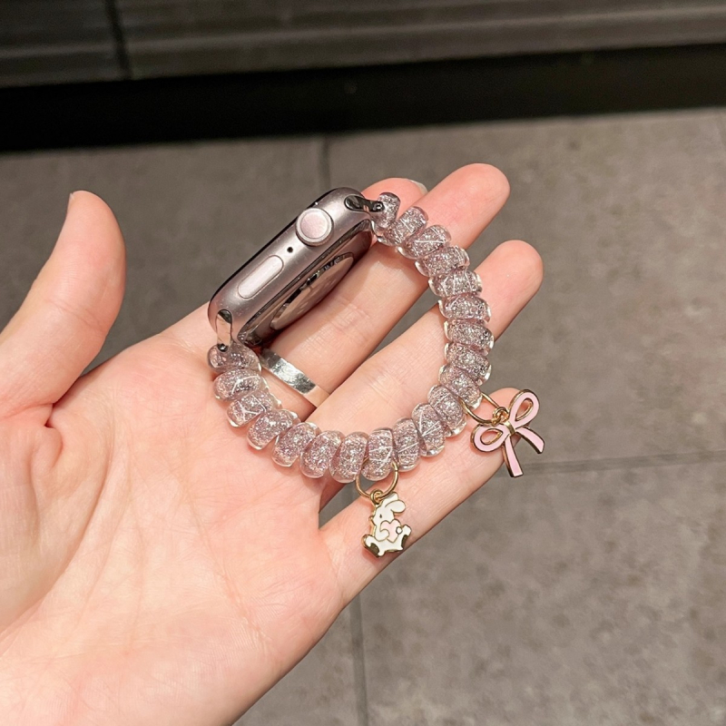 Bandă elastică pentru păr cu nod fluture strălucitor, interfață 12 mm, buclă simplă, compatibilă cu brățările Apple Watch, stil fashion