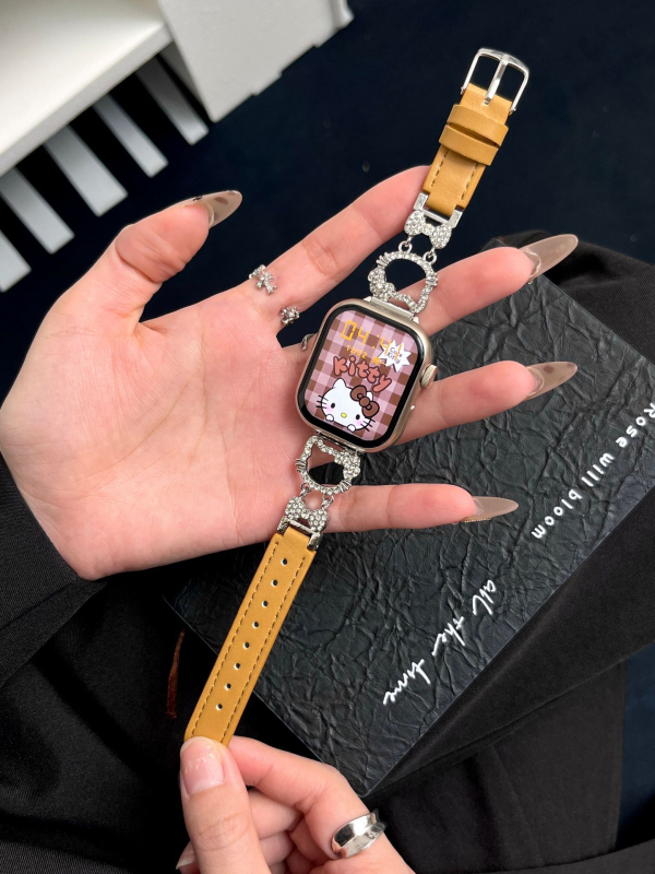 Hello Kitty metalno-kožna hibridna narukvica za sat, kompatibilna s Apple Watch i Redmi Watch 4/5