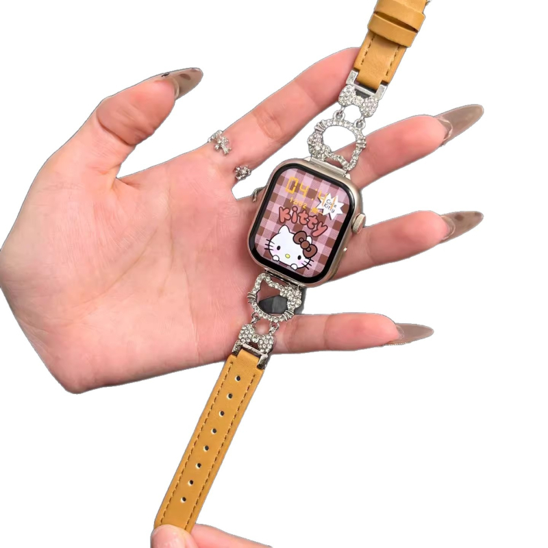 Hello Kitty metalno-kožna hibridna narukvica za sat, kompatibilna s Apple Watch i Redmi Watch 4/5