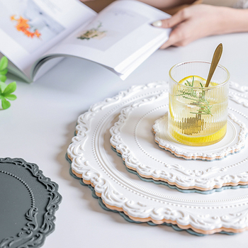 Silikoonist laualaluse matt, ümmargune, lillemustriga, Põhjamaade stiil, soojusisolaator