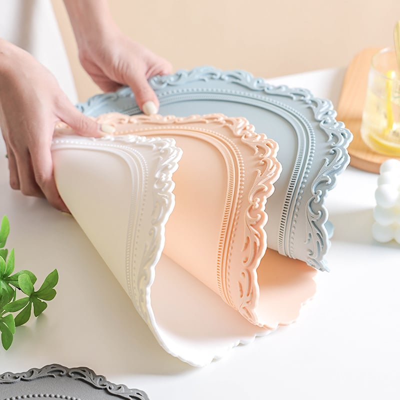 Silikoonist laualaluse matt, ümmargune, lillemustriga, Põhjamaade stiil, soojusisolaator