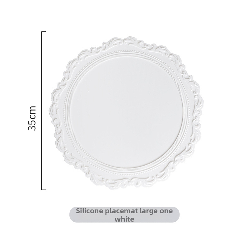 Silikoonist laualaluse matt, ümmargune, lillemustriga, Põhjamaade stiil, soojusisolaator