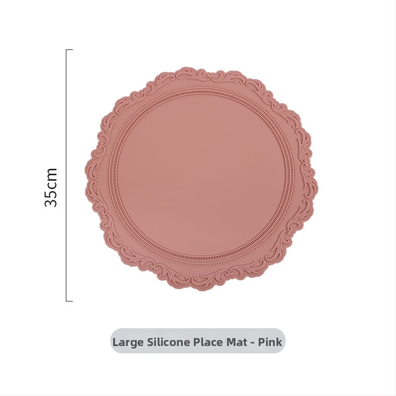 Silikoonist laualaluse matt, ümmargune, lillemustriga, Põhjamaade stiil, soojusisolaator