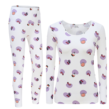 Set de lenjerie termică din bumbac 100% pentru toamnă — top pulover cu guler rotund și pantaloni, unic strat, greutate medie, 95–100% bumbac, pentru adolescente