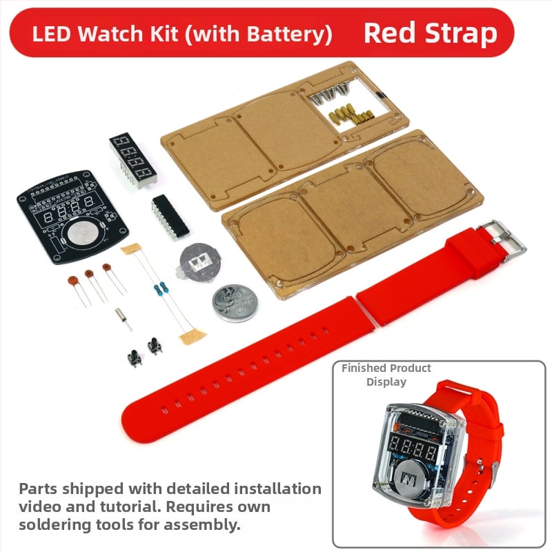 LED laikrodis DIY rinkinys – mikrokontrolieriaus laikrodis ir PCB plokštė litavimui, Core Storm