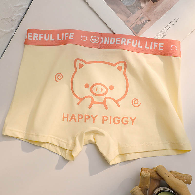 Milan 2026 100% pamuk za parove, ružičasta, motiv svinjice, srednji pojas, slatko donje rublje