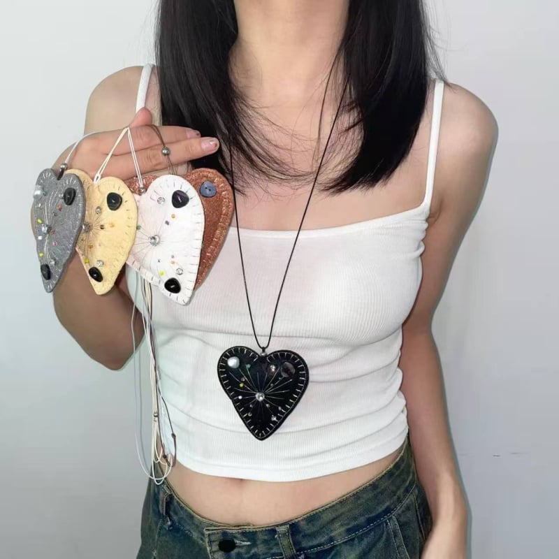 Nakit s srcolim platnenim privjeskom na ključnom lancu, unisex, sladak i cool stil, Poetry Jewelry