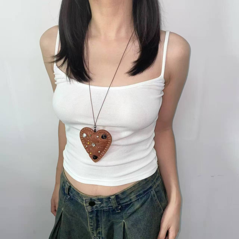 Nakit s srcolim platnenim privjeskom na ključnom lancu, unisex, sladak i cool stil, Poetry Jewelry