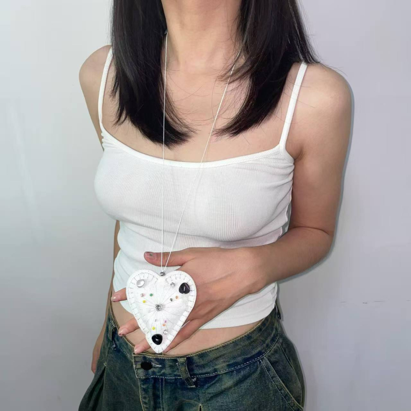 Nakit s srcolim platnenim privjeskom na ključnom lancu, unisex, sladak i cool stil, Poetry Jewelry
