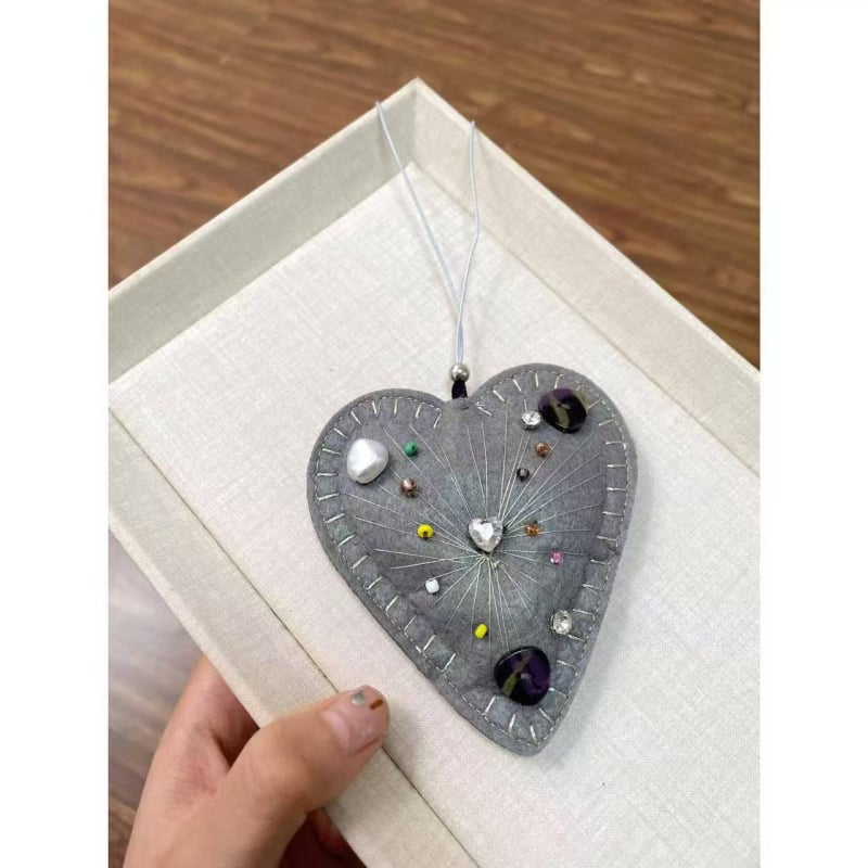 Nakit s srcolim platnenim privjeskom na ključnom lancu, unisex, sladak i cool stil, Poetry Jewelry