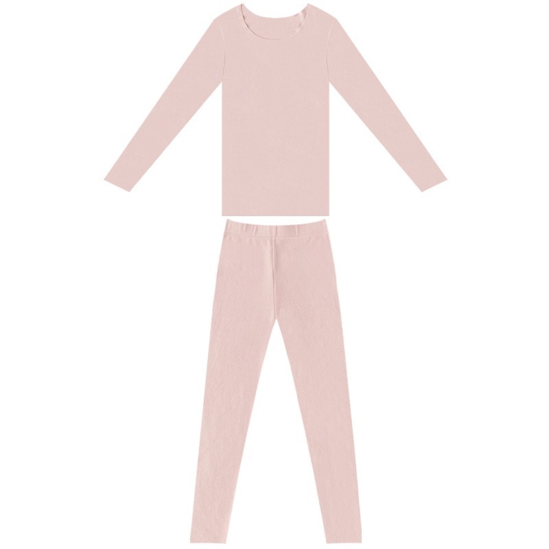 Set termic de iarnă din tricot acrilic Mitsubishi, cu căptușeală fleece groasă; pulover cu mânecă lungă, guler rotund, pantaloni lungi, pentru tineri.