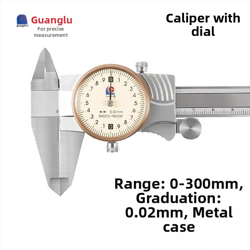 Guilin Guanglu Kétirányú ütésálló dial caliper órával, kiváló precizitás, 0-300mm