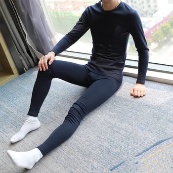 Set termic de bumbac pentru bărbați, top pulover cu guler rotund, 90–95% bumbac, grosime medie a țesăturii 161–180 g/m2