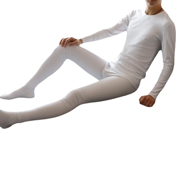 Set termic de bumbac pentru bărbați, top pulover cu guler rotund, 90–95% bumbac, grosime medie a țesăturii 161–180 g/m2