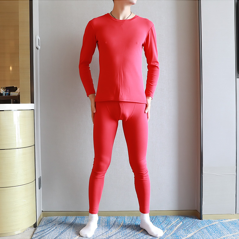 Set termic de bumbac pentru bărbați, top pulover cu guler rotund, 90–95% bumbac, grosime medie a țesăturii 161–180 g/m2