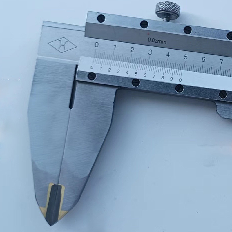 Jelölő tolómérő wolfrámötvözet fejjel és hosszú állkapcsokkal, külső és belső átmérő mérés, Vernier-skála