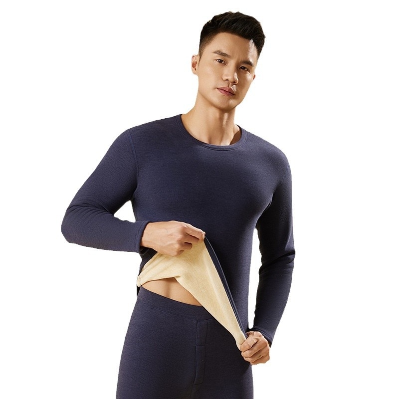 Set termic din fleece, căptușit, fără cusături, țesătură poliesterică extra groasă 301–350 g/m², guler rotund, mâneci lungi și pantaloni, unisex, pentru tineri 18–40 ani