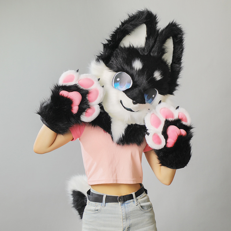 Fursuit u japanskom stilu za caninu: maska za glavu, šape i rep – kostim polu-tijela, odrasli, proljeće 2025