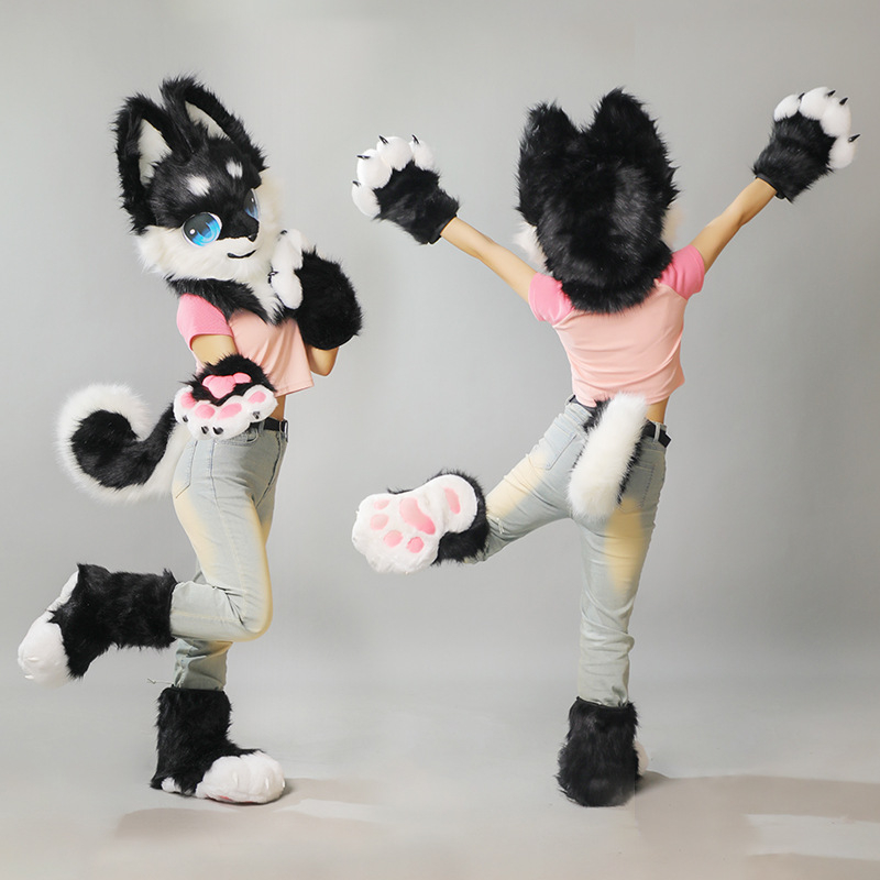 Fursuit u japanskom stilu za caninu: maska za glavu, šape i rep – kostim polu-tijela, odrasli, proljeće 2025
