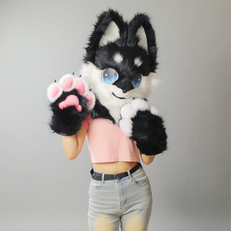 Fursuit u japanskom stilu za caninu: maska za glavu, šape i rep – kostim polu-tijela, odrasli, proljeće 2025