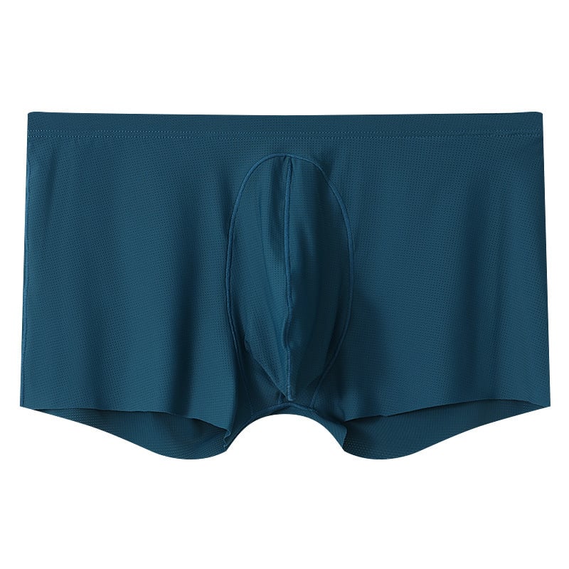 Boxeri pentru bărbați respirabili din ice silk cu plasă, talie medie, țesătură nylon