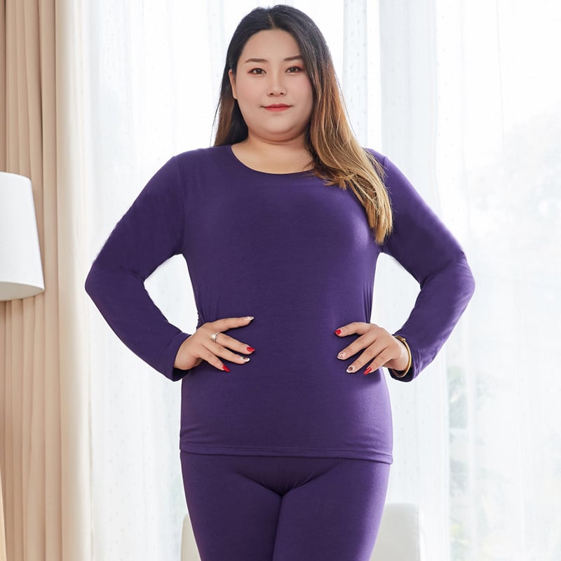 Set termic pentru femei din bumbac, respirabil, ușor, croială liberă, top pulover cu guler rotund și pantaloni