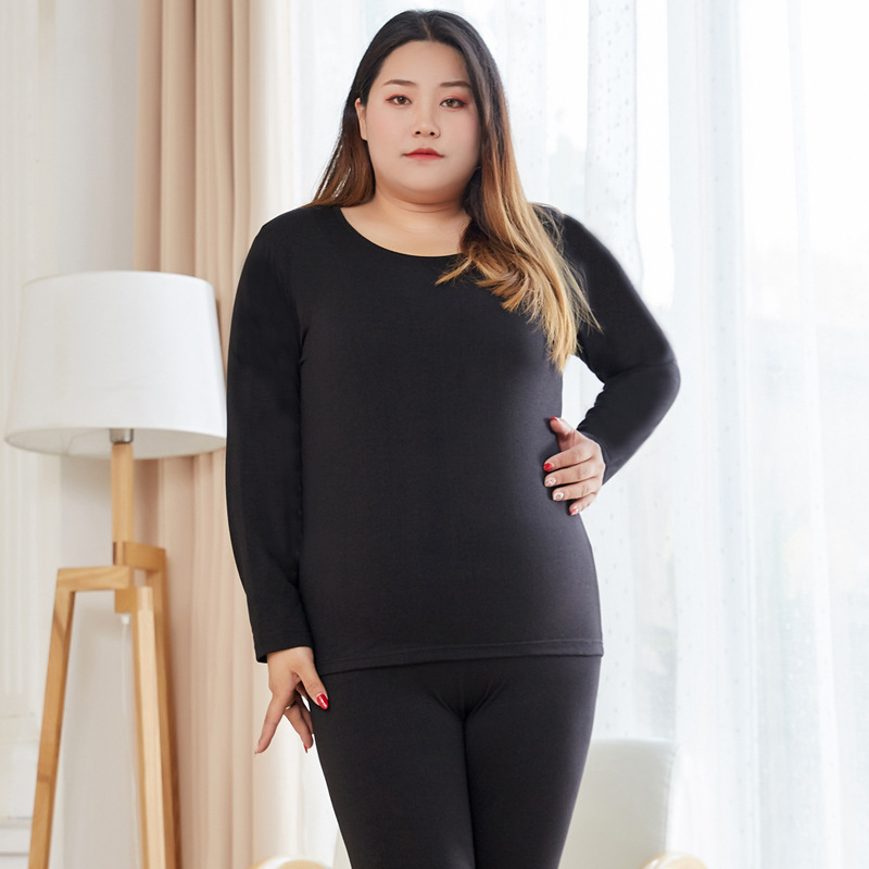 Set termic pentru femei din bumbac, respirabil, ușor, croială liberă, top pulover cu guler rotund și pantaloni