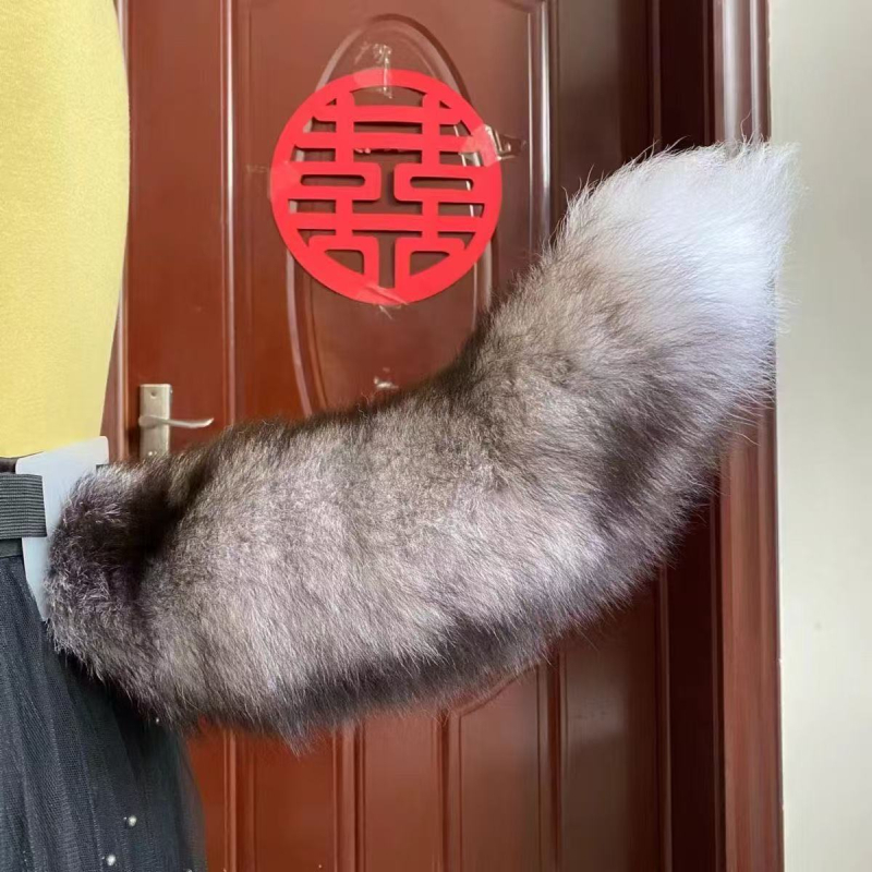 Plišani rep lisice za cosplay s pravim krznom, Ručna izrada (Odrasli, Zima 2024, Na skladištu, Bez branda)