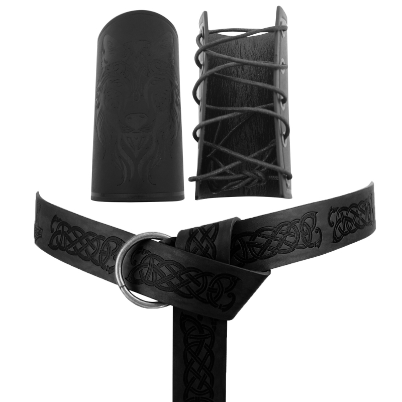 Cosplay csuklópánt és öv, európai középkori lovag, Viking stílusú domborított felület, állítható; Felnőtteknek; Márka Other; Megjelenés 2024 tavasz