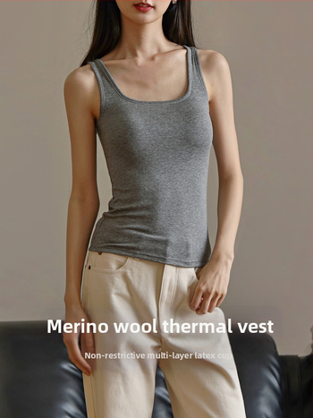 Vestă pentru femei din amestec de lână, cu căptușeală pentru bust – Slim Fit, elasticitate mare, bretele duble, fără mâneci, sezon toamnă-iarnă 2025