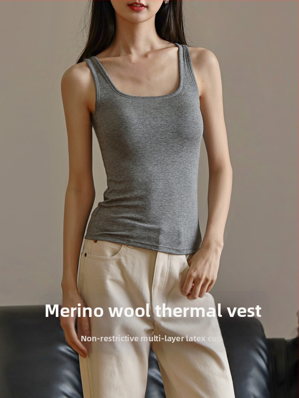 Vestă pentru femei din amestec de lână, cu căptușeală pentru bust – Slim Fit, elasticitate mare, bretele duble, fără mâneci, sezon toamnă-iarnă 2025