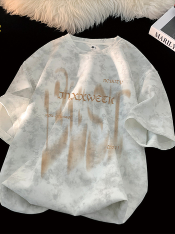 Tricou bărbați de vară, mânecă scurtă, croială lejeră, guler rotund, material din amestec poliester, imprimare offset