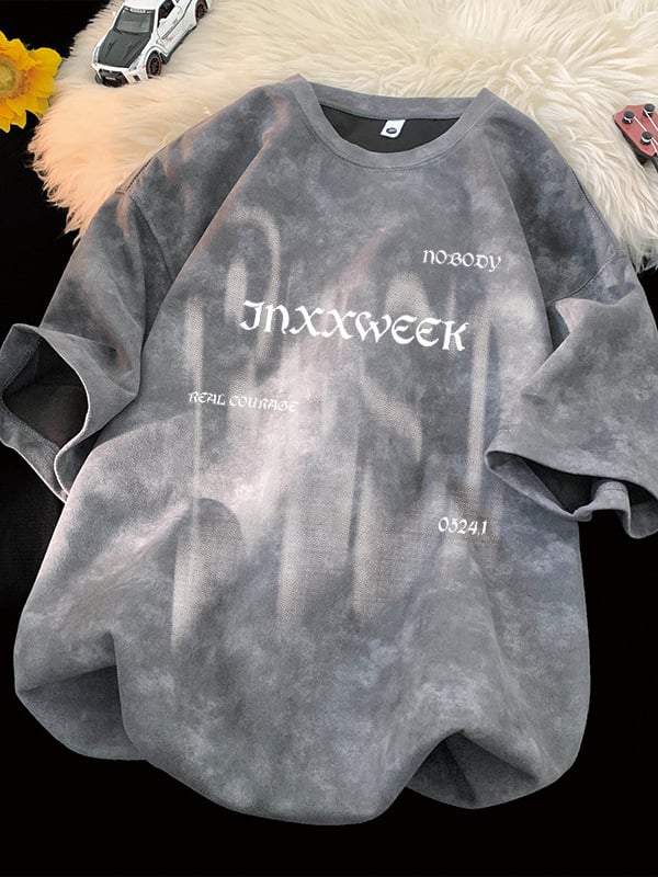 Tricou bărbați de vară, mânecă scurtă, croială lejeră, guler rotund, material din amestec poliester, imprimare offset