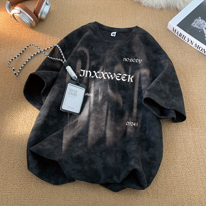 Tricou bărbați de vară, mânecă scurtă, croială lejeră, guler rotund, material din amestec poliester, imprimare offset