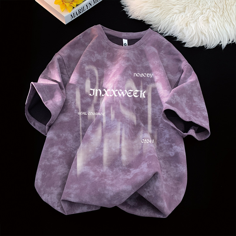 Tricou bărbați de vară, mânecă scurtă, croială lejeră, guler rotund, material din amestec poliester, imprimare offset