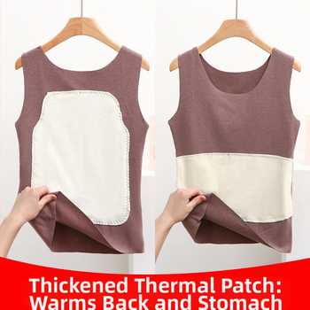 Moteriška terminė liemenė su fliso įdanga, be siūlių, storesnis poliesterio Derong audinys, vienos spalvos dizainas, velūro aplikacija, apvali kaklo linija